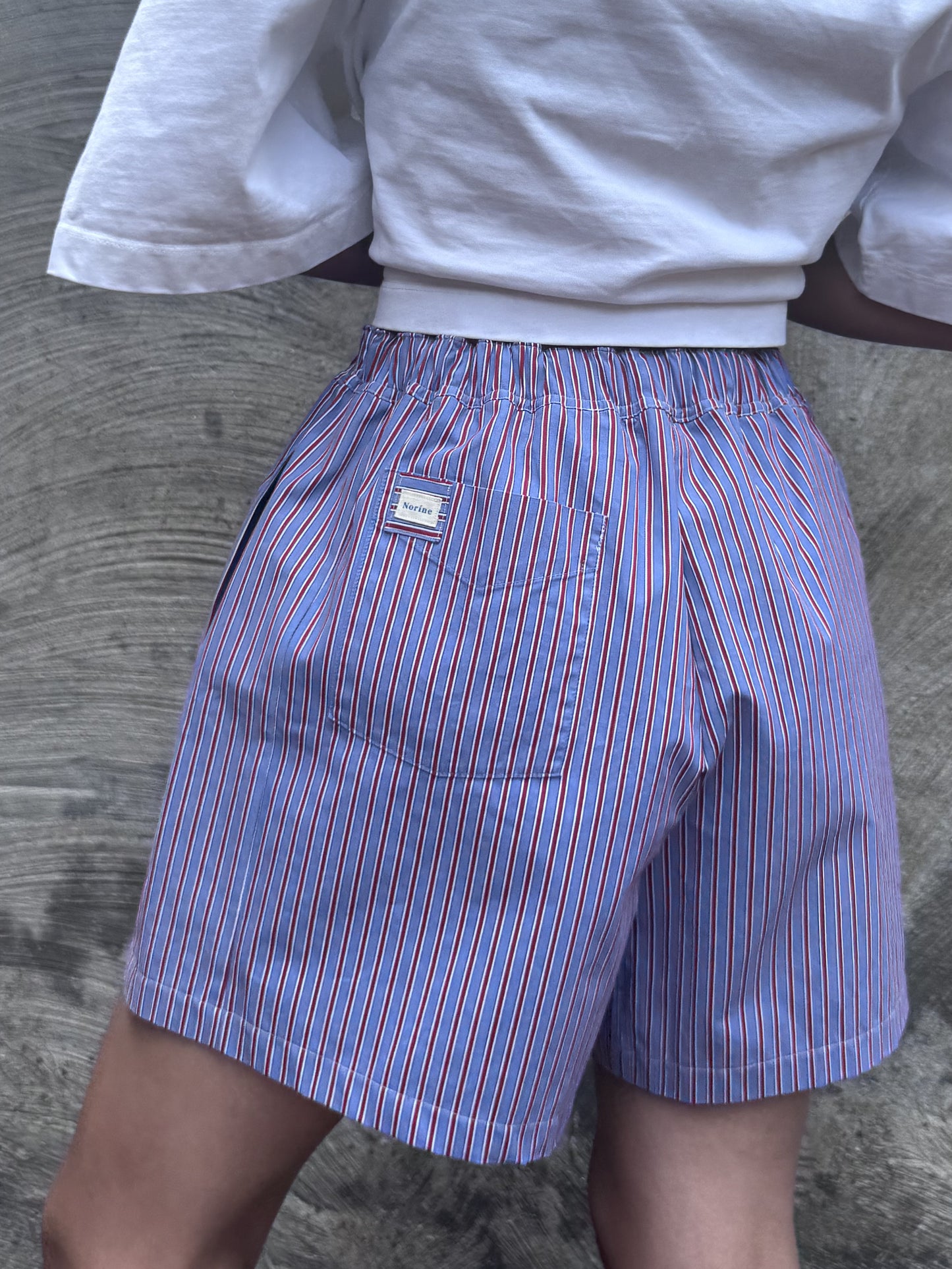 SANDRA SHORT - RED & BLUE STRIPES - MAAT 1