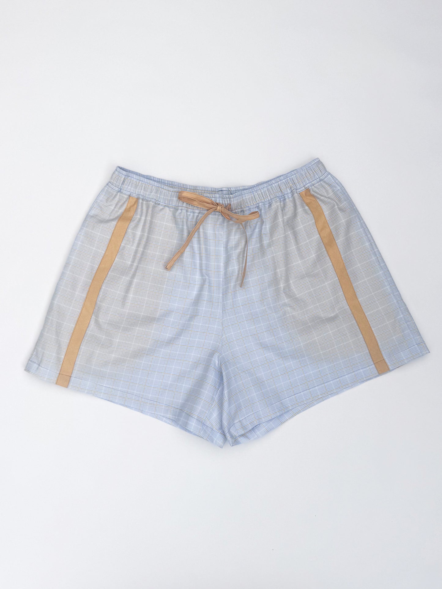 SANDRA SHORT - LIGHT BLUE CHECKS & YELLOW STRIPE - MAAT 2