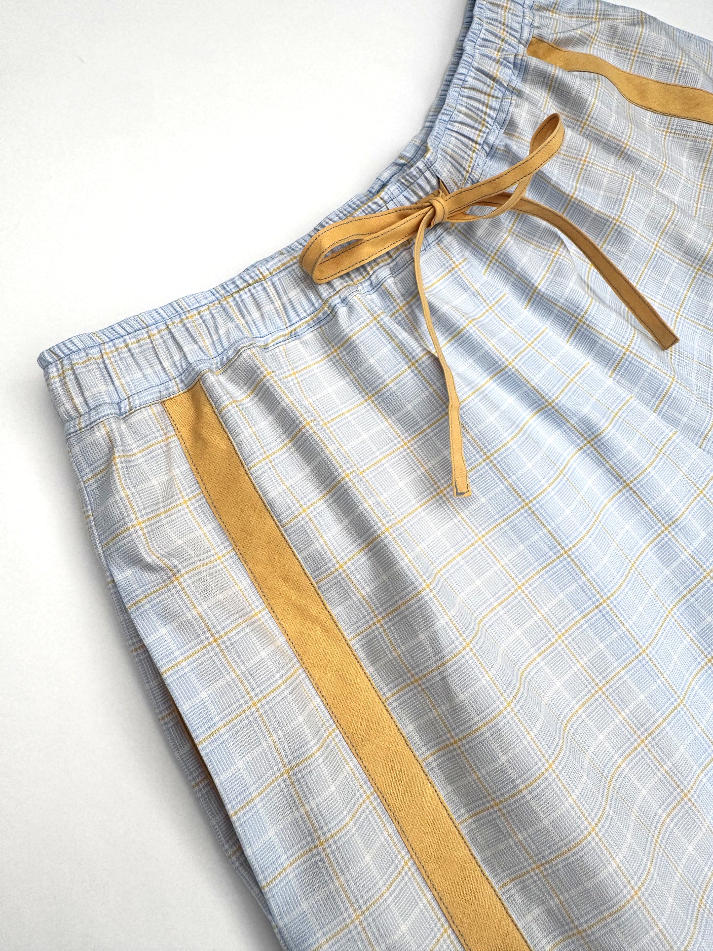 SANDRA SHORT - LIGHT BLUE CHECKS & YELLOW STRIPE - MAAT 2