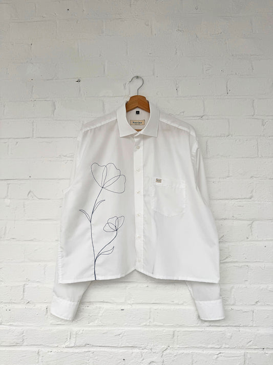 WEARABLE ART - SHIRT - WHITE & COBALT
